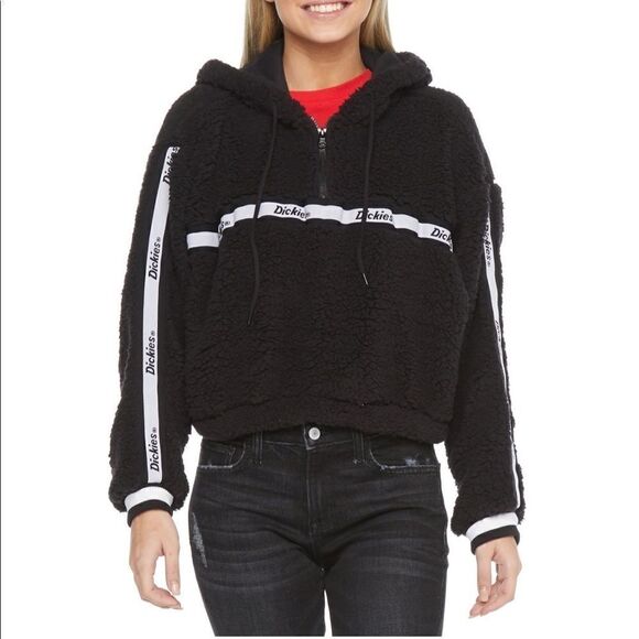 🆕Dickies cropped hoodie black sweater M - Picture 1 of 12